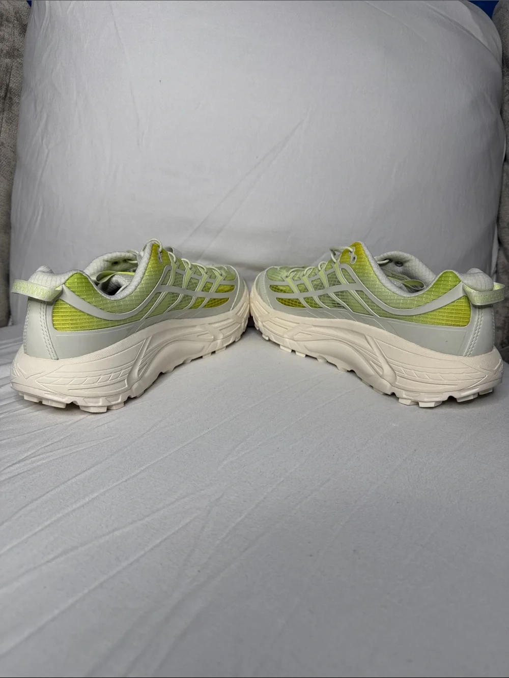 Hoka One One Size Women 12/ Men 11 Neon Yellow Light Gray Athletic Running Shoes